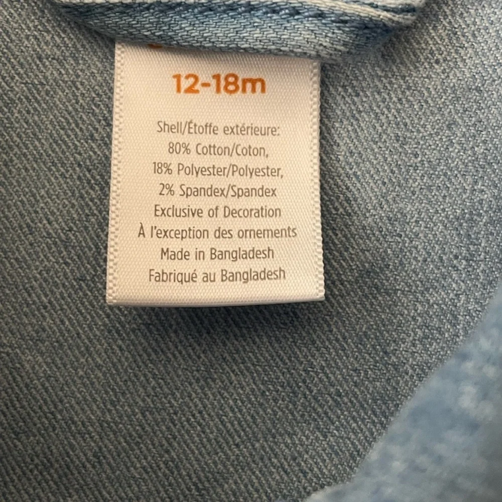 Gymboree Light Blue Denim Jacket with Floral Details- 12-18M